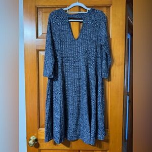 Torrid Navy & White Textured Long Sleeve Dress